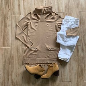 NY&Co tan turtleneck tunic sweater Size S
